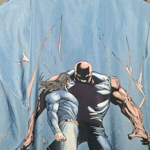 Vintage Claudio Nucci Fighting Warriors AOP Anime Manga Button Up Polo Shirt XL